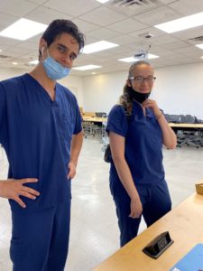 Health care workers get a much-needed break from the busy day.